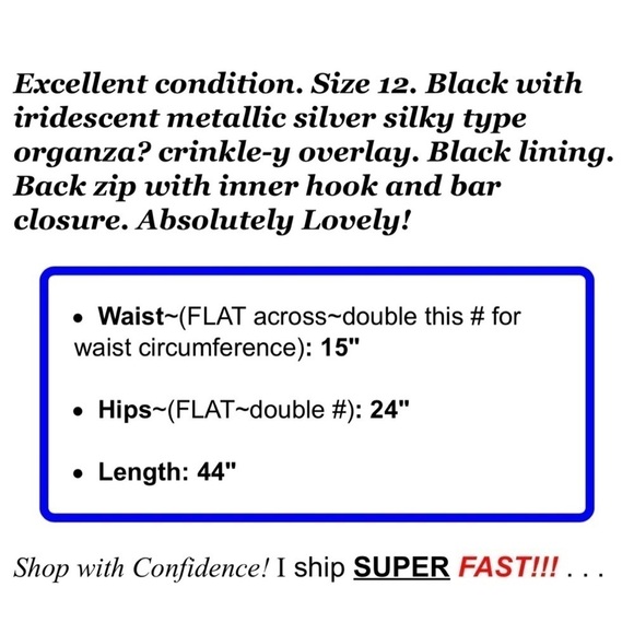 Crimson by Lawrence Kurtz Sz 12 Long Black Metallic Silver Maxi Formal Skirt - Picture 2 of 8